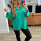 Ribbed Brushed Hacci Henley in Kelly Green