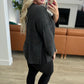 Ribbed Brushed Hacci Henley in Black