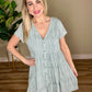 Button Front Dress In Light Aqua Animal Print