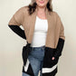 Latte Colorblock Cardigan With Patch Pockets