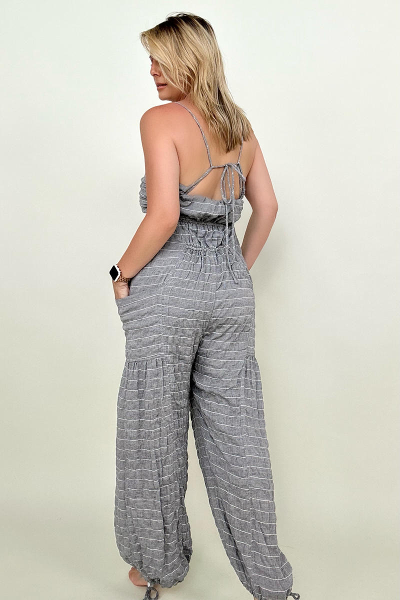 Sleeveless Halter Tie Back Woven Jumpsuit