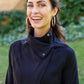 Janie Asymmetric Cowl Neck Jacket In Black