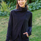 Janie Asymmetric Cowl Neck Jacket In Black