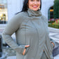 Janie Asymmetric Cowl Neck Jacket In Sage