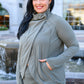 Janie Asymmetric Cowl Neck Jacket In Sage