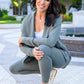 Janie Asymmetric Cowl Neck Jacket In Sage