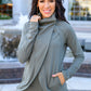 Janie Asymmetric Cowl Neck Jacket In Sage