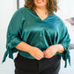 Jaz Dolman Tie Sleeve Blouse in Green