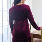 Jentsyn Velvet V-Neck Dress in Wine