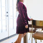 Jentsyn Velvet V-Neck Dress in Wine