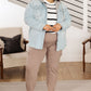 Jordan Hooded Denim Shacket in Light Wash