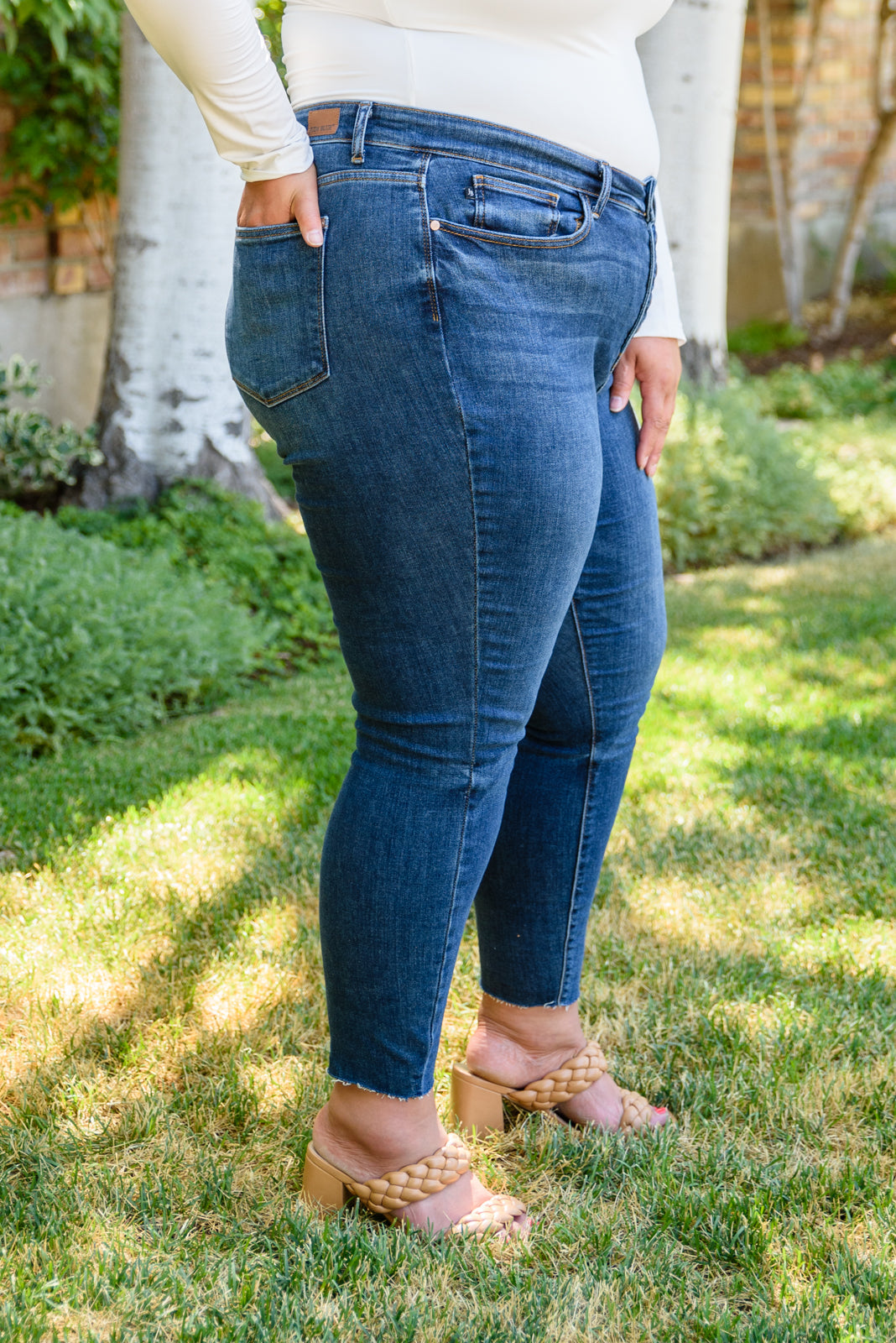 Judy Blue Hi-Rise Button Fly Cut Off Skinny
