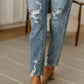 Judy Blue Mid Rise Button Fly Boyfriend Jeans