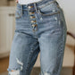 Judy Blue Mid Rise Button Fly Boyfriend Jeans