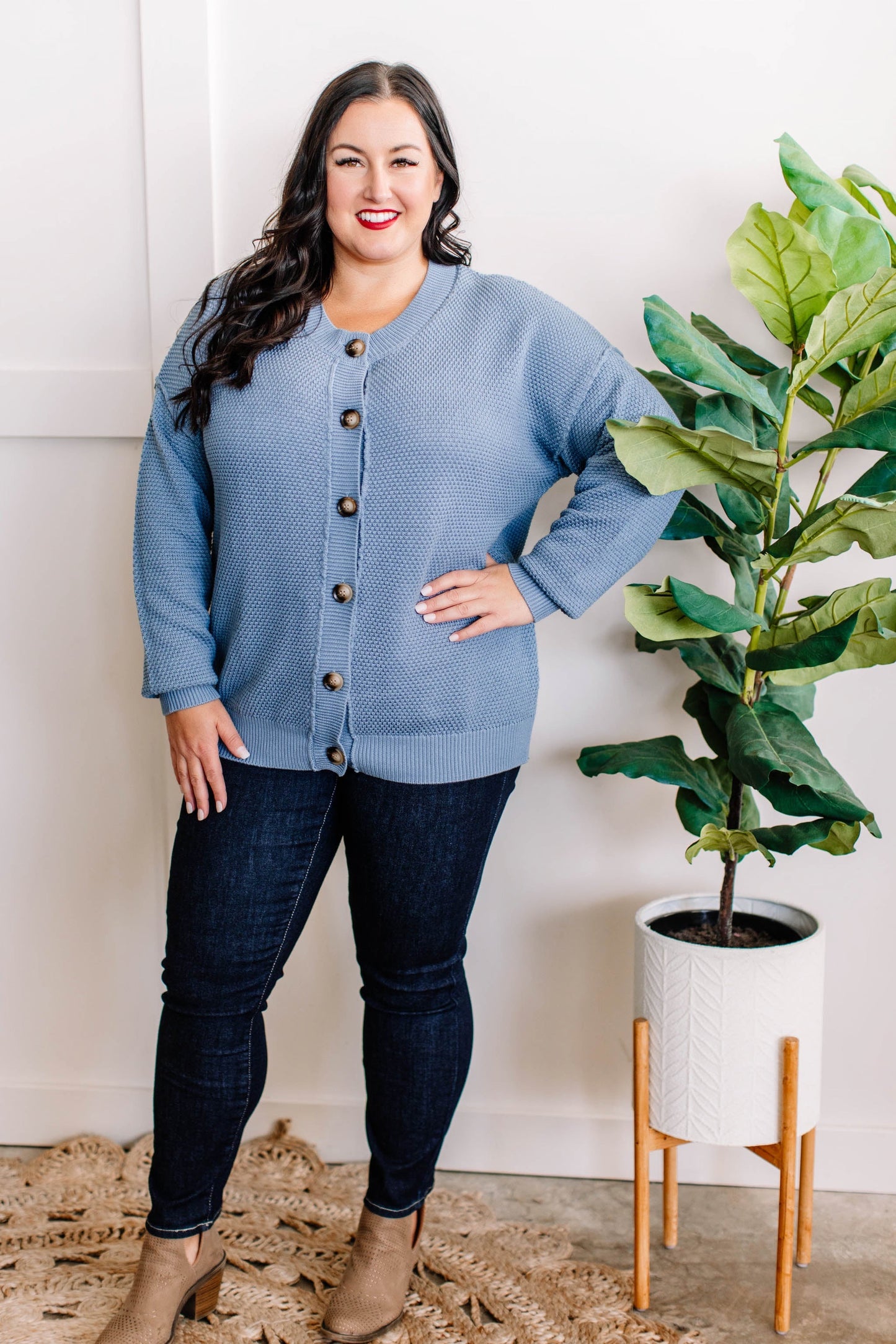 Button Down Sweater Cardigan Blue Nova