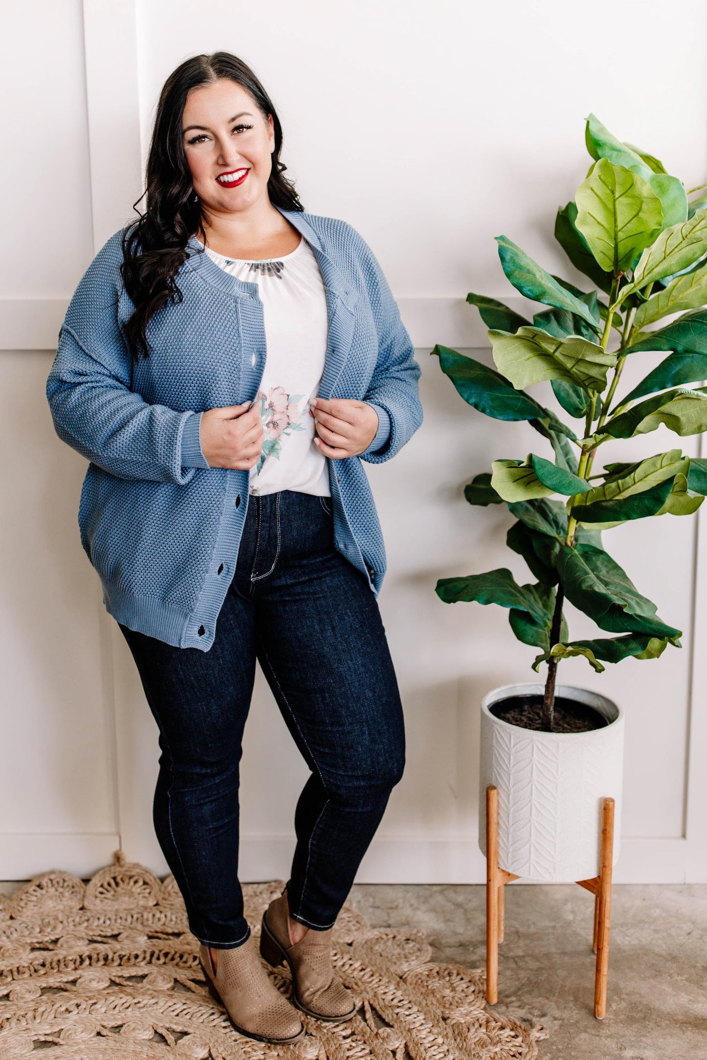 Button Down Sweater Cardigan Blue Nova