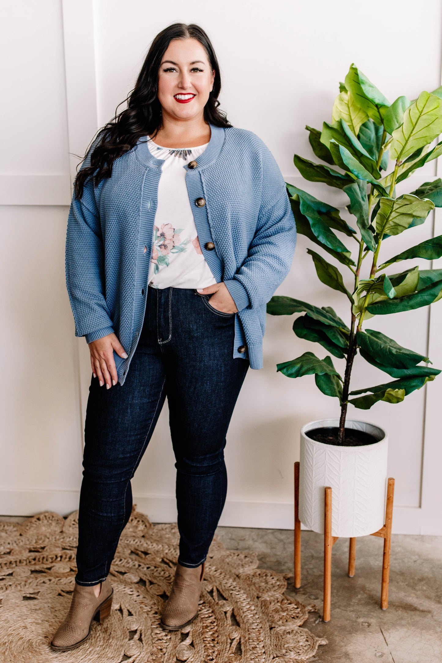 Button Down Sweater Cardigan Blue Nova