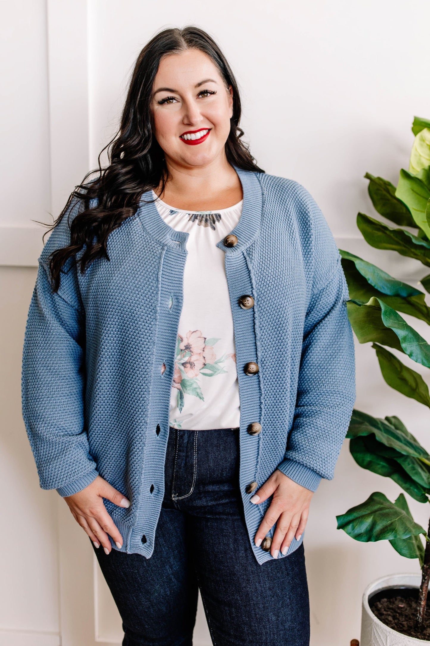 Button Down Sweater Cardigan Blue Nova
