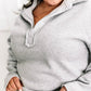 Ultra Soft Collared Pullover In Heathered Grey