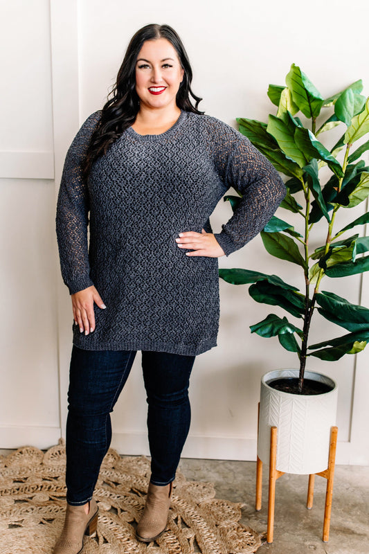 Chenille Cable Knit Sweater In Naval