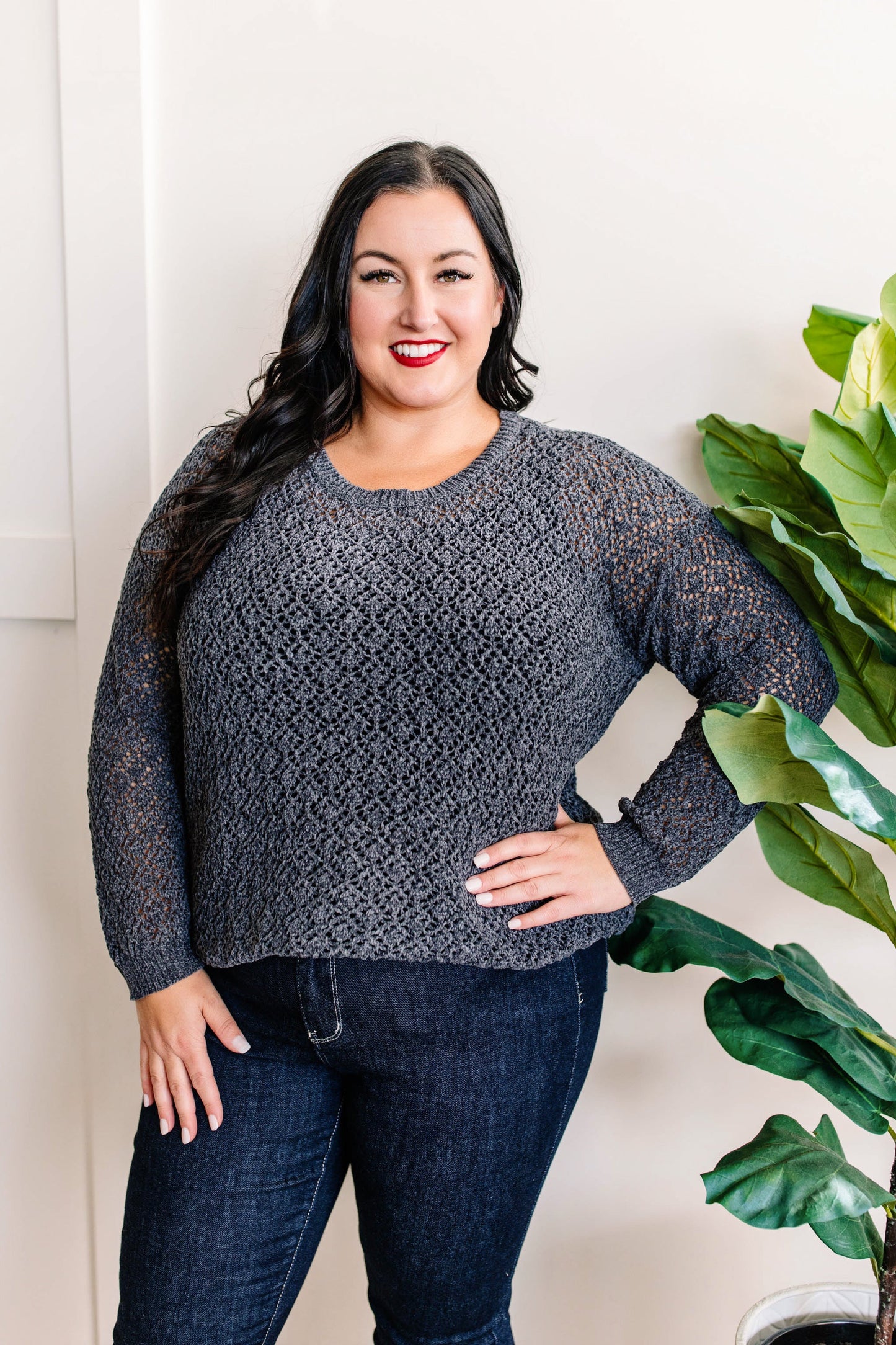 Chenille Cable Knit Sweater In Naval