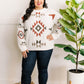 Popcorn Aztec Sweater In Cream, Olive & Rust