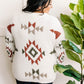 Popcorn Aztec Sweater In Cream, Olive & Rust