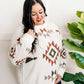 Popcorn Aztec Sweater In Cream, Olive & Rust