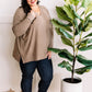Long Sleeve V Neck Tunic Top In Beige