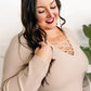 Lace Up Long Sleeve Bodysuit In Taupe