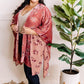 Ultra Soft Velvet Floral Kimono In Dusty Pink