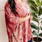 Ultra Soft Velvet Floral Kimono In Dusty Pink