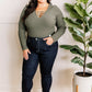 Lace Up Long Sleeve Bodysuit In Olive