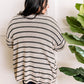 Knit Cardigan With Pockets In Beige & Charcoal Stripe