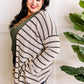 Knit Cardigan With Pockets In Beige & Charcoal Stripe
