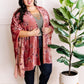 Ultra Soft Velvet Floral Kimono In Dusty Pink