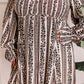 Long Sleeve Smocked Dress In Black & Cream Vintage Florals