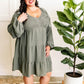Tiered Smocked Dress With Balloon Sleeves In Olive
