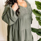 Tiered Smocked Dress With Balloon Sleeves In Olive