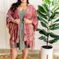 Ultra Soft Velvet Floral Kimono In Dusty Pink