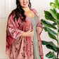 Ultra Soft Velvet Floral Kimono In Dusty Pink