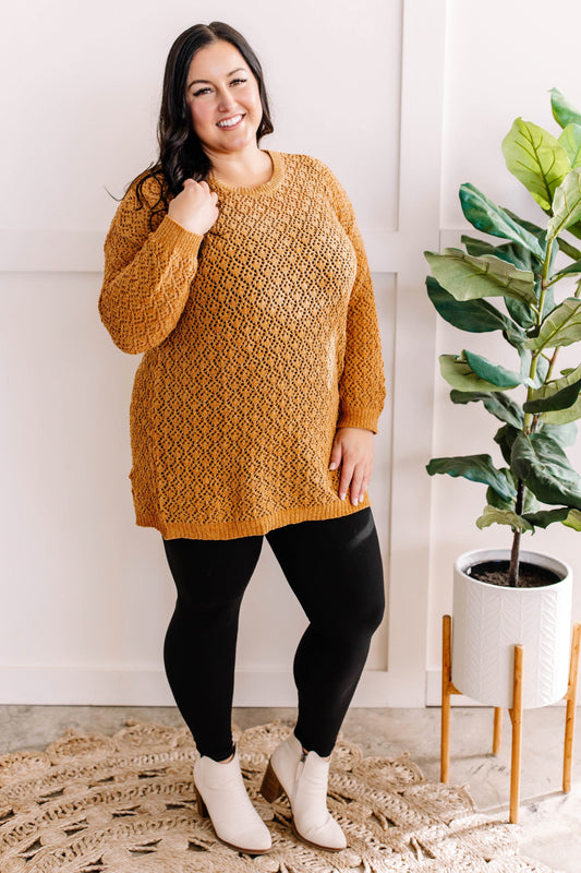Chenille Cable Knit Sweater In Golden Amber