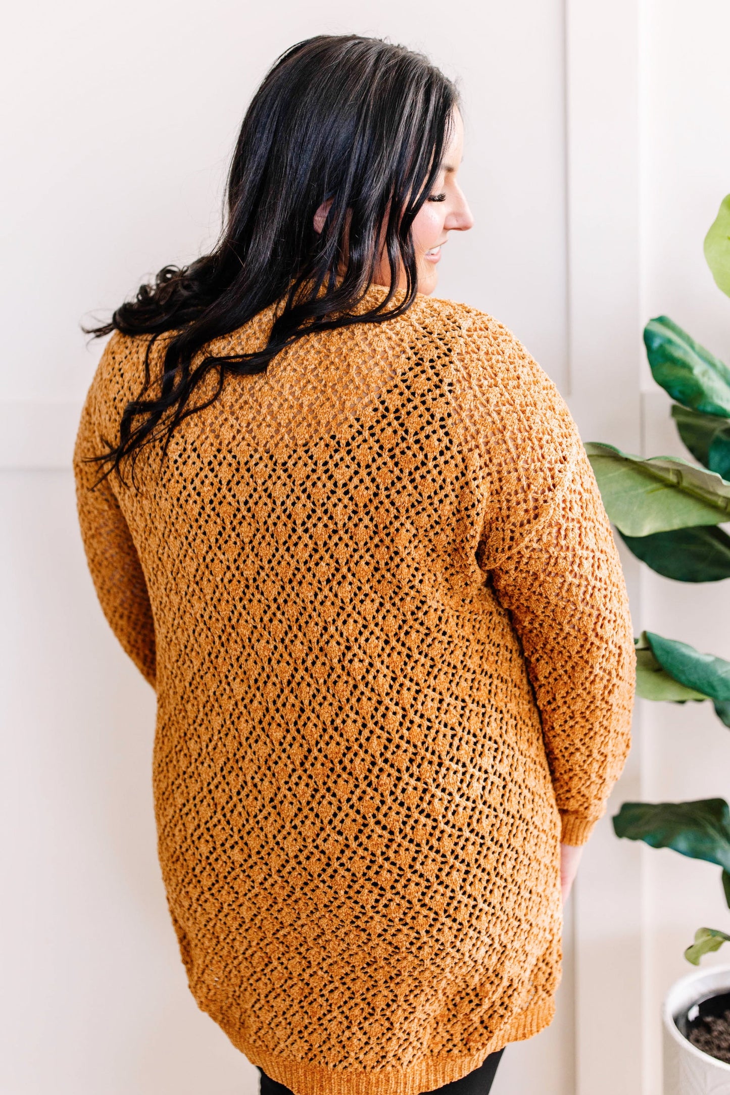 Chenille Cable Knit Sweater In Golden Amber