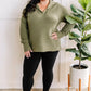 Collared Sweater With Fray Detail In Olive