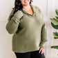 Collared Sweater With Fray Detail In Olive