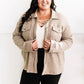 Waffle Knit Button Down Shacket In Hazelnut