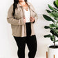 Waffle Knit Button Down Shacket In Hazelnut