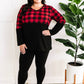 V Neck Buffalo Plaid Top In Red & Black