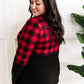 V Neck Buffalo Plaid Top In Red & Black