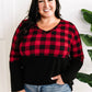 V Neck Buffalo Plaid Top In Red & Black